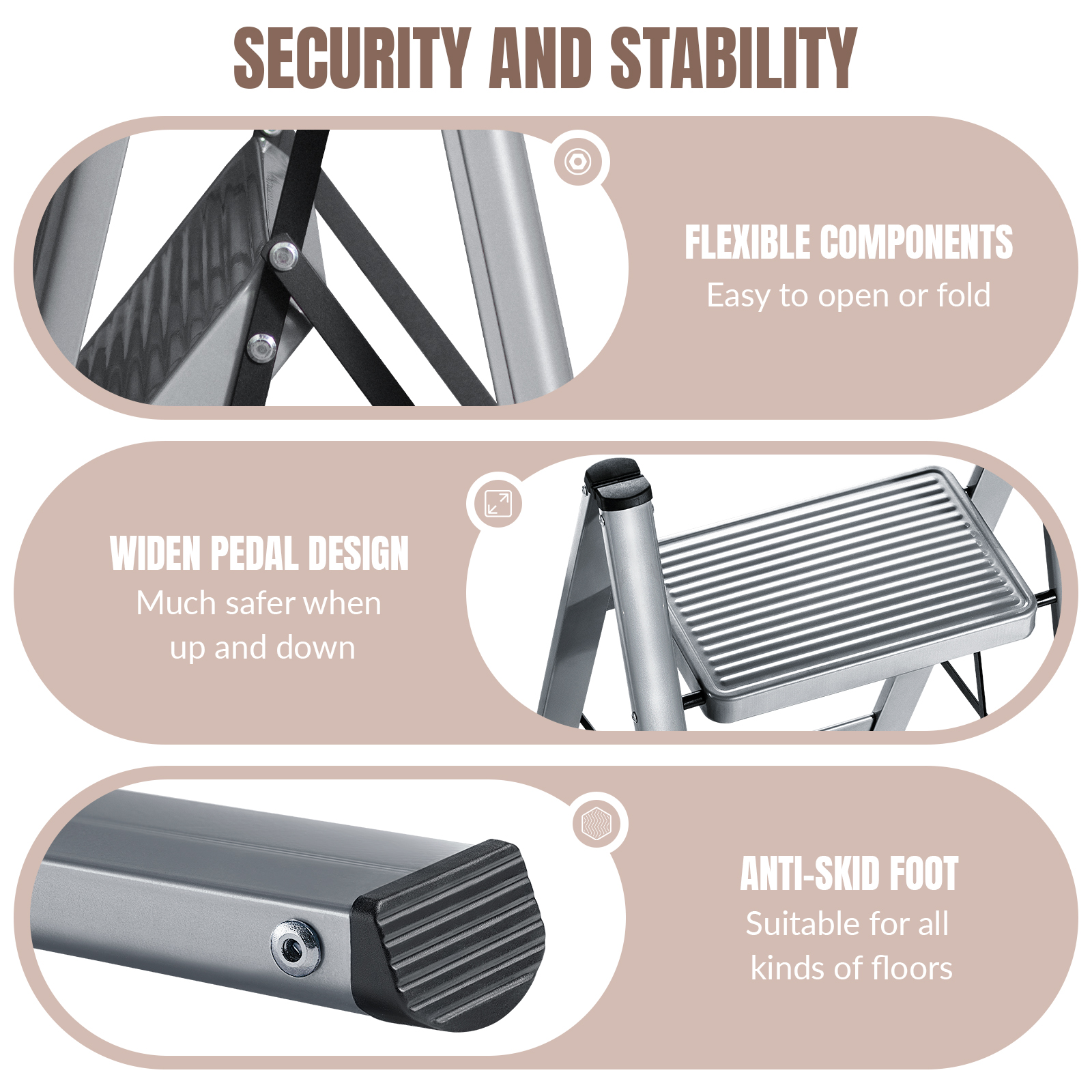 XinSunho Home Essentials™ 2-Step Folding Ladder