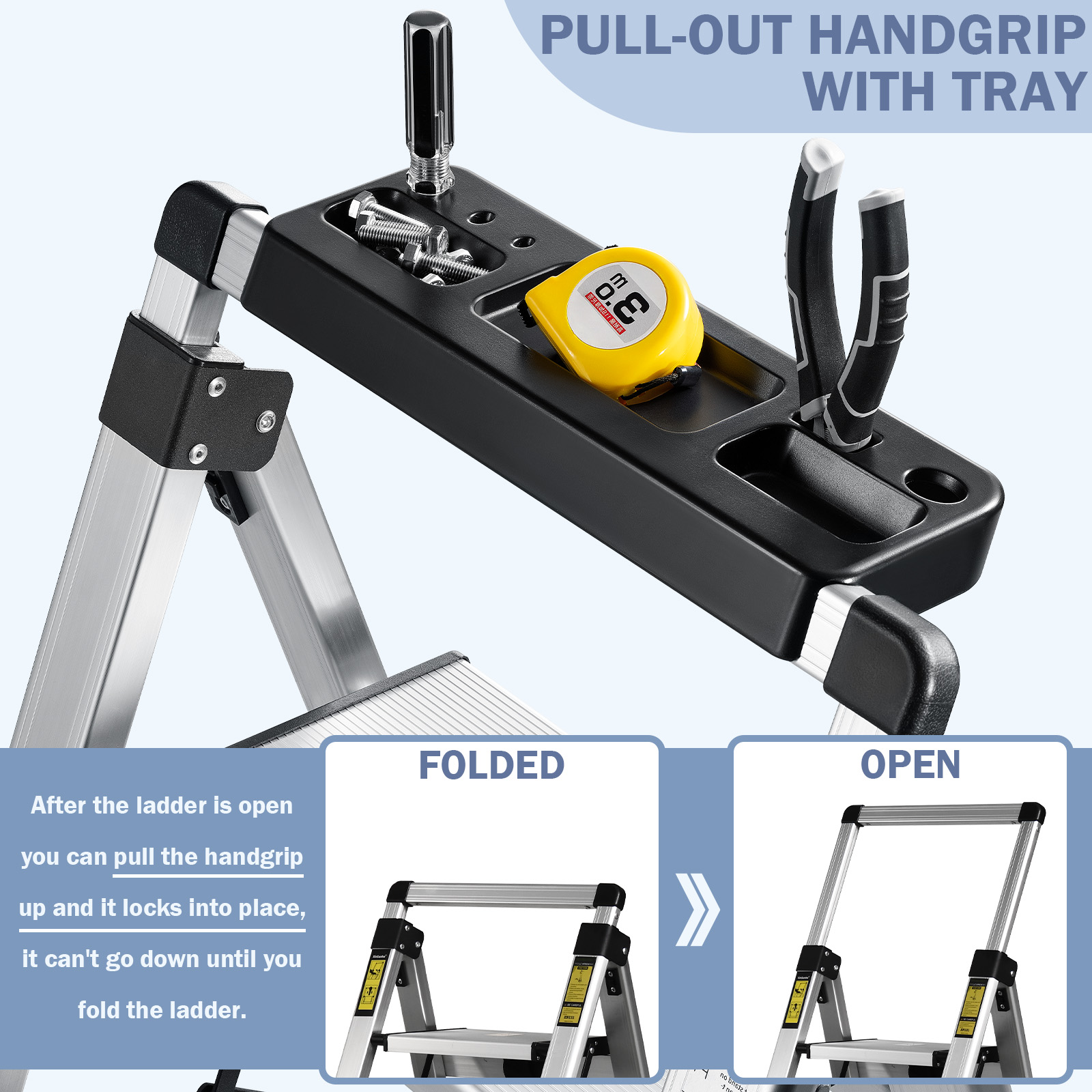 9 ft. Reach Aluminum Step Ladder Type II 225 lb. capacity