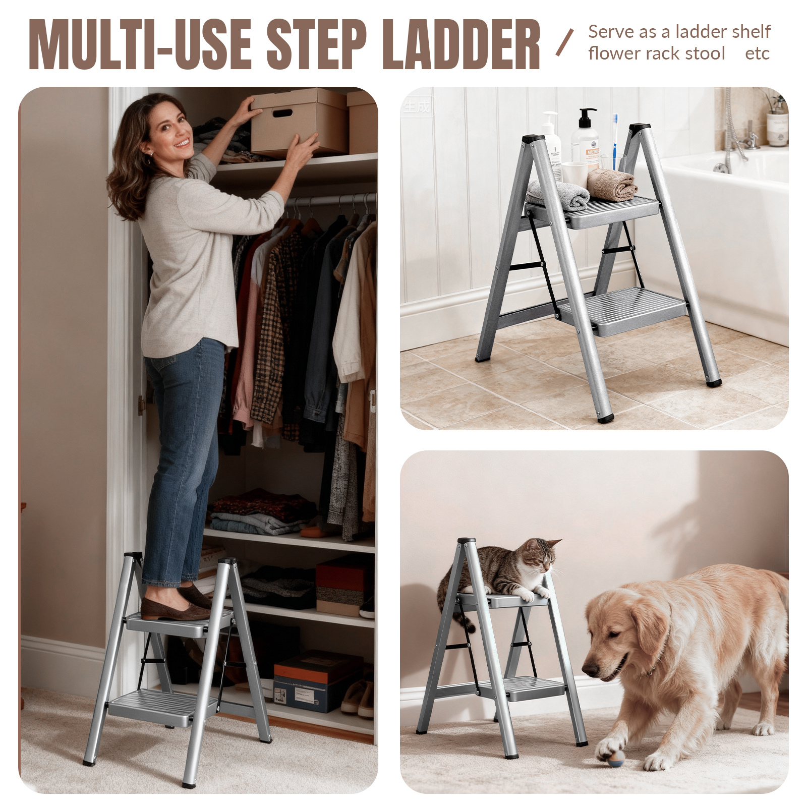 XinSunho Home Essentials™ 2-Step Folding Ladder