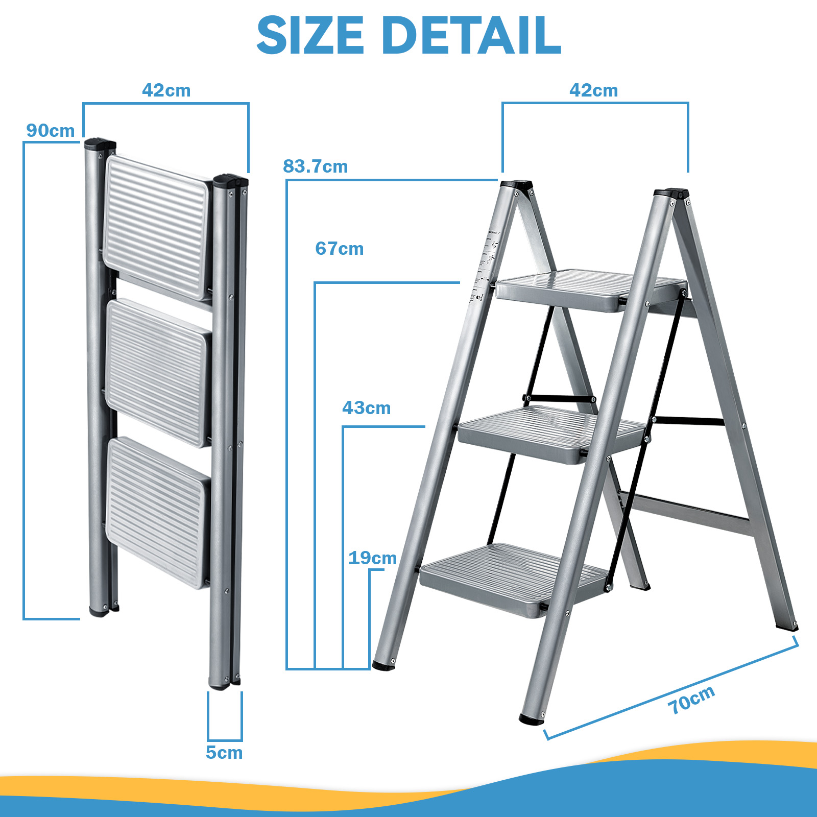 XinSunho Home Essentials™ 2-Step Folding Ladder