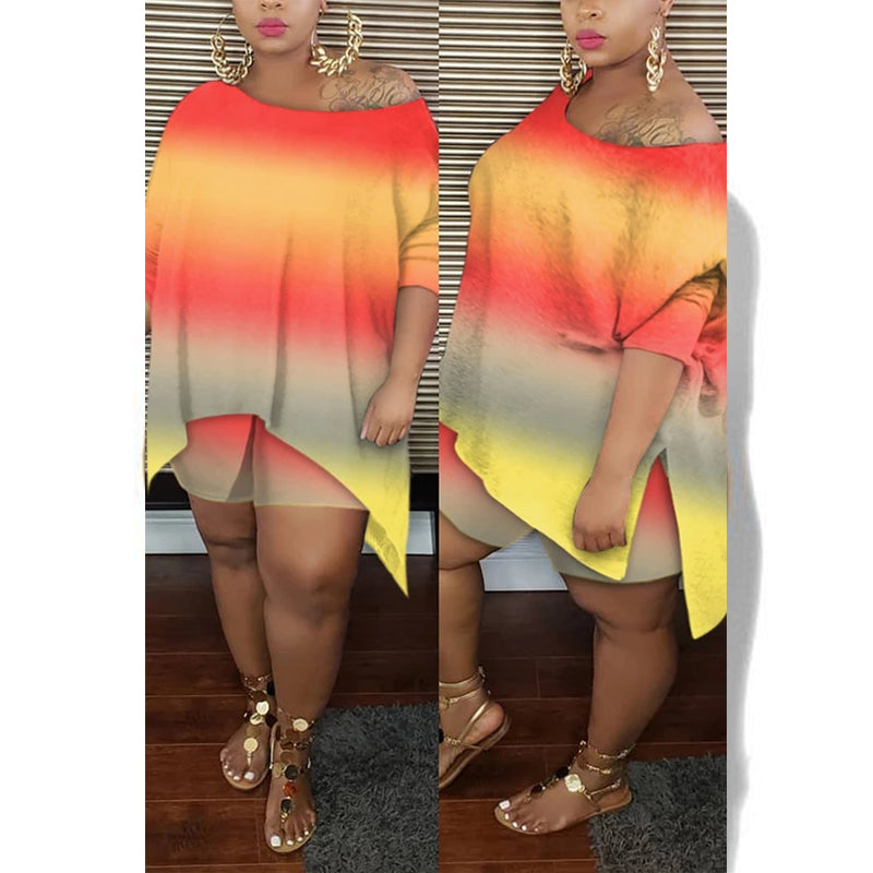 (S-5XL) Fashion slanted shoulder irregular suit with print