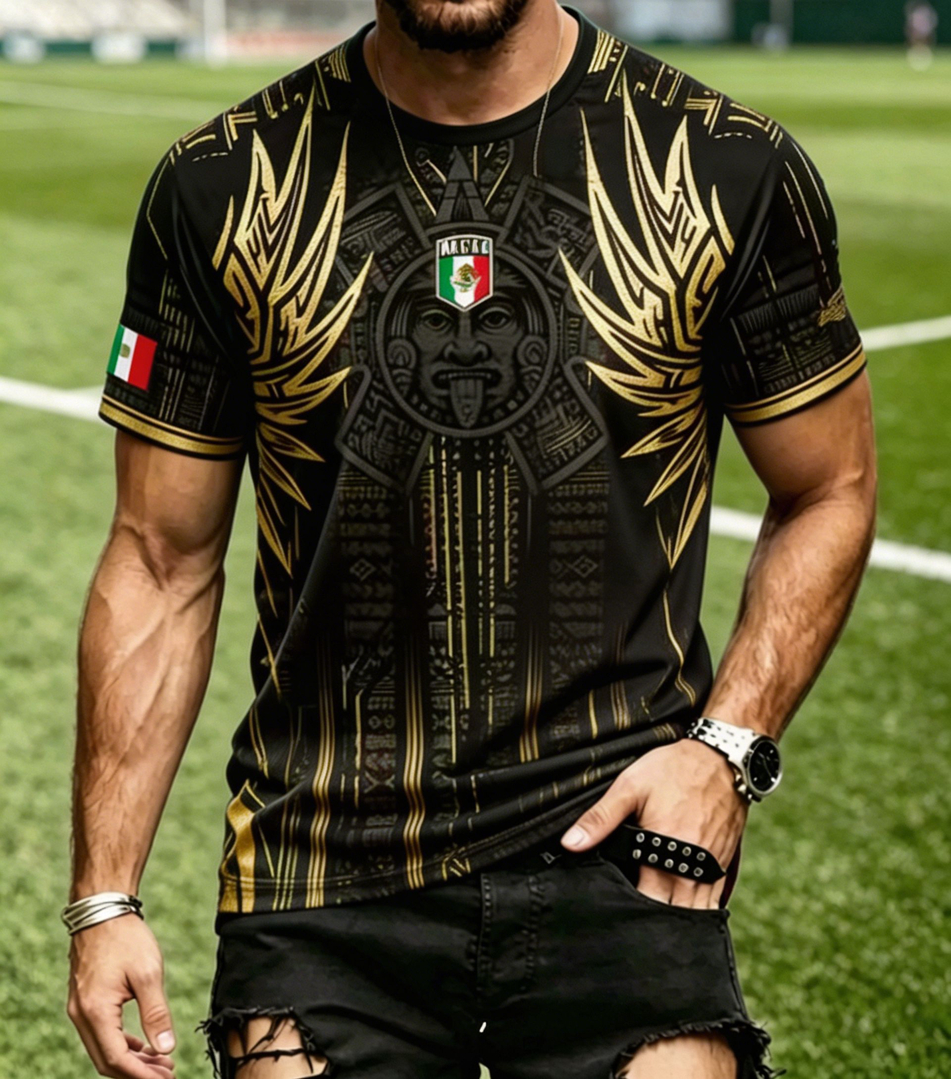 Mexico Aztec Maya Totem Short Sleeve Soccer Jersey