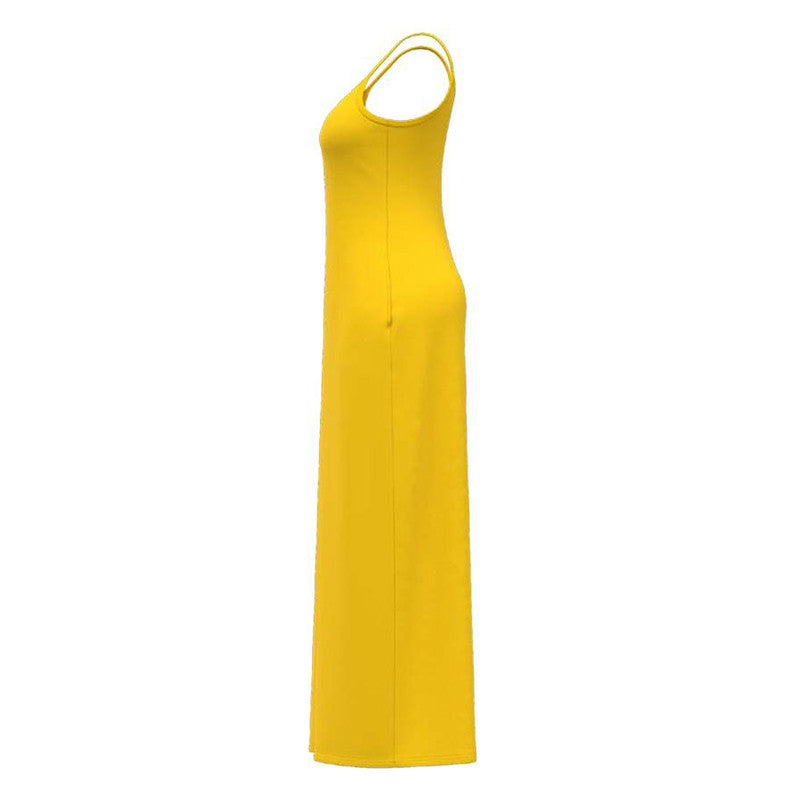 (S-5XL) Sturdy strappy dress with slanted pockets