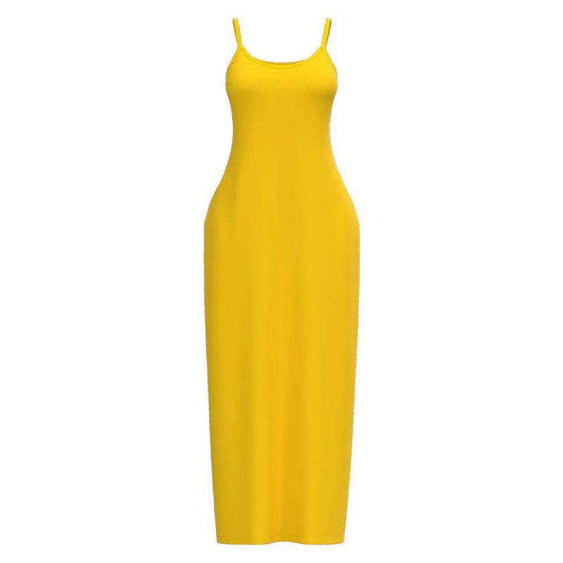 (S-5XL) Sturdy strappy dress with slanted pockets