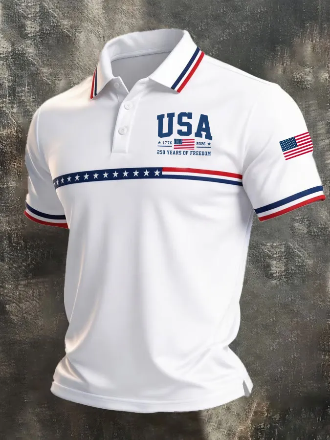 Men's USA 250th Anniversary Patriotic Polo Shirt