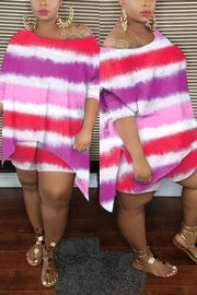 (S-5XL) Fashion slanted shoulder irregular suit with print