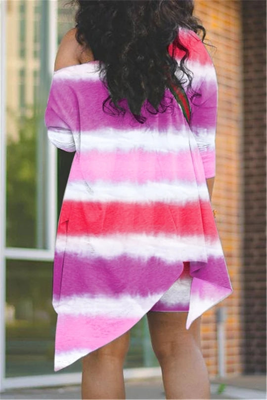 (S-5XL) Fashion slanted shoulder irregular suit with print