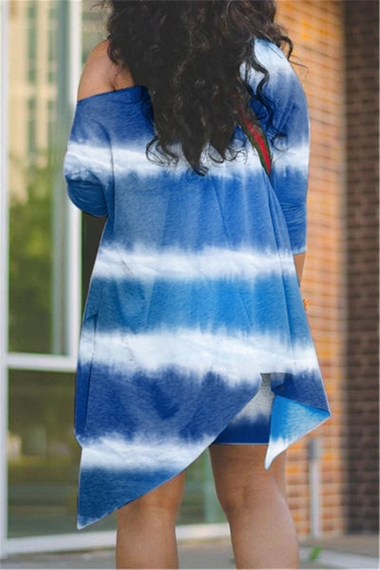 (S-5XL) Fashion slanted shoulder irregular suit with print