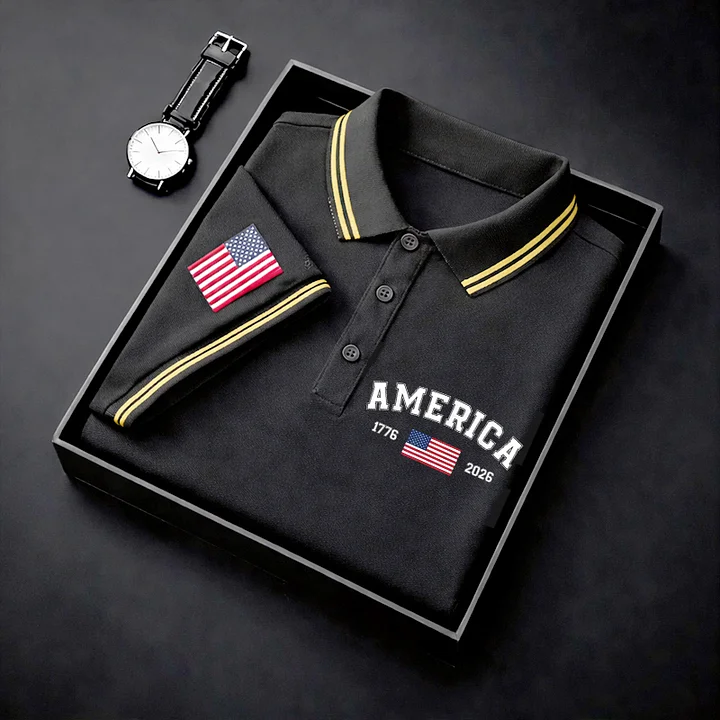 Men's USA Flag Golf Club Embroidered Polo Shirt - Patriotic Performance