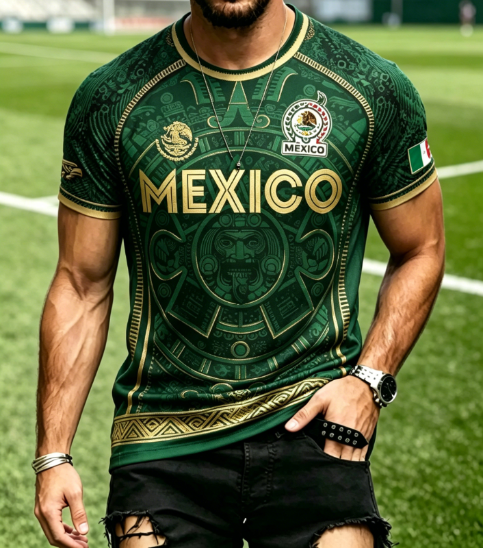 Men's Mexico Aztec Eagle Football Fan Short Sleeve T-Shirt
