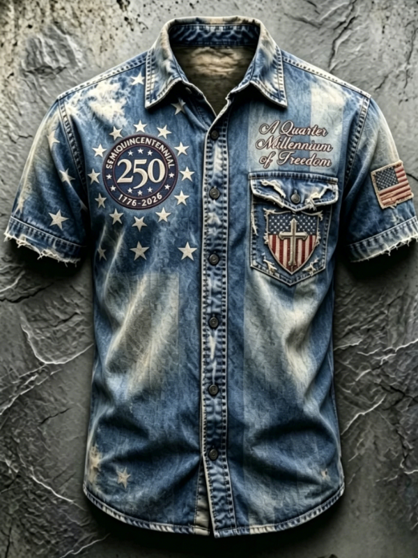 Men's Vintage Statue of Liberty Patriotic Golf Polo Shirt