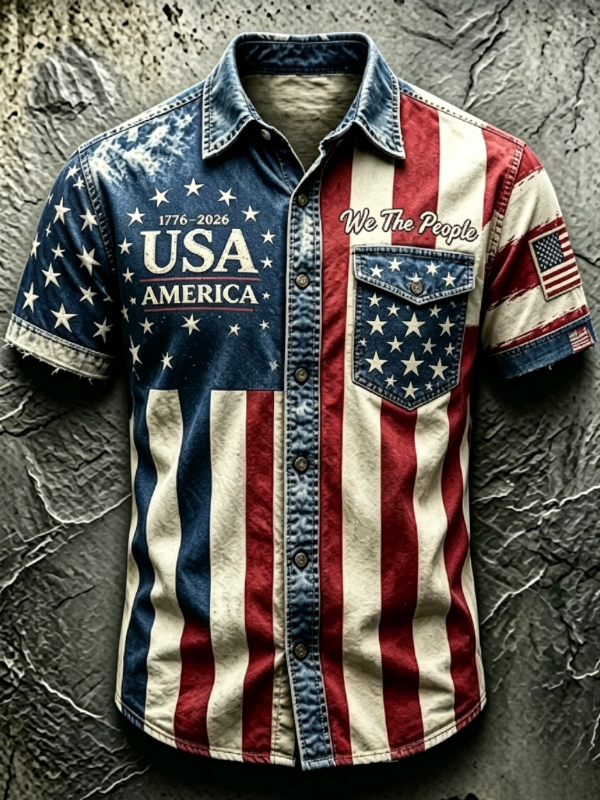 Men's Vintage Statue of Liberty Patriotic Golf Polo Shirt