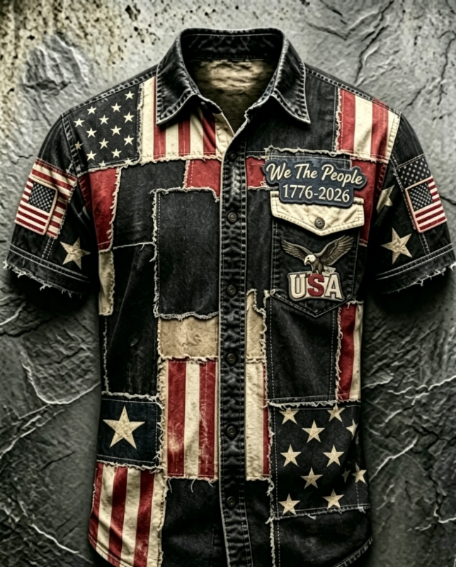 Men's Vintage Statue of Liberty Patriotic Golf Polo Shirt