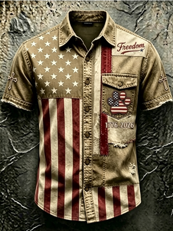 Men's Vintage Statue of Liberty Patriotic Golf Polo Shirt