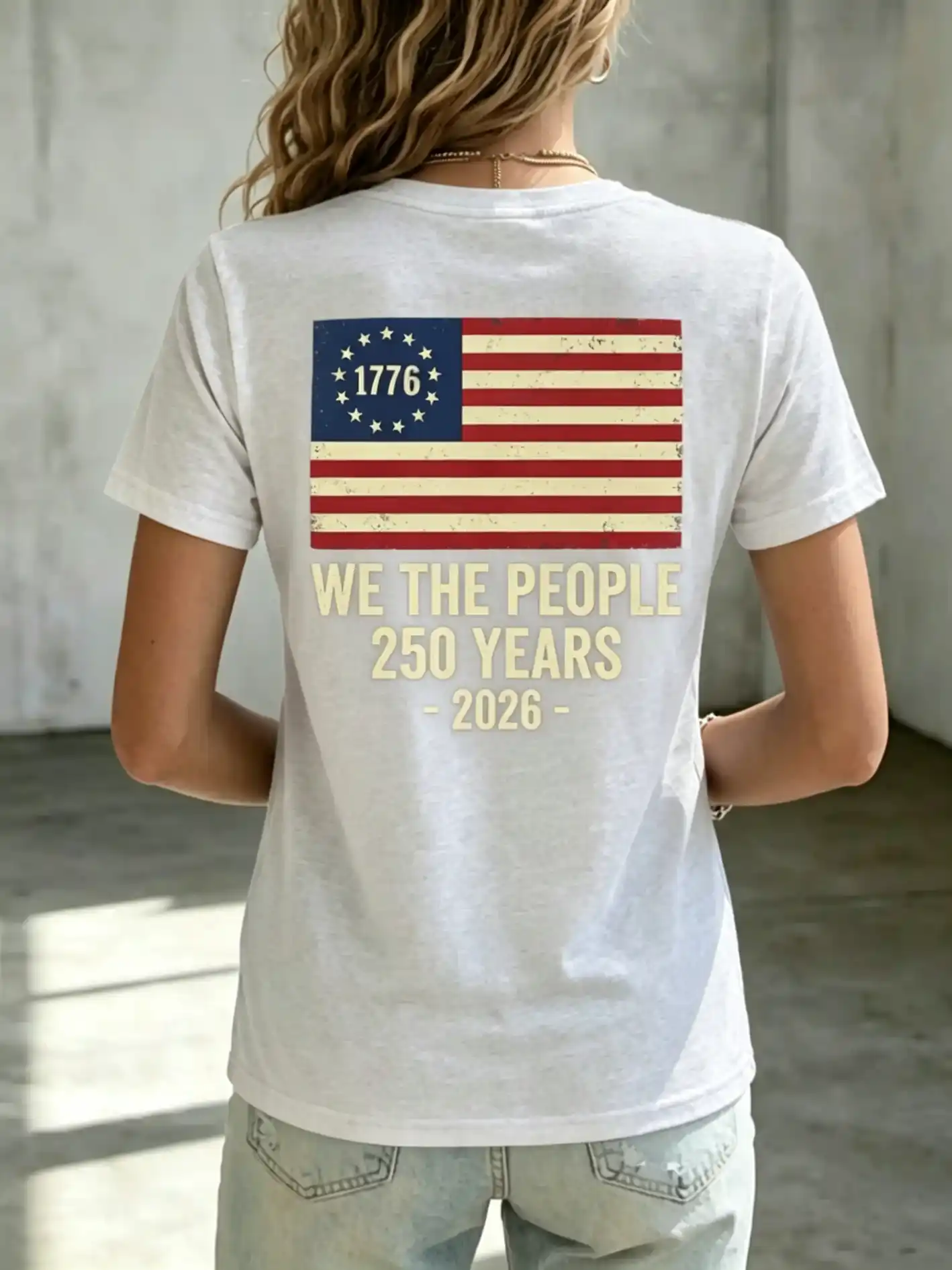 Women's 1776 Circle Stars Patriotic Vintage Short Sleeve T-Shirt