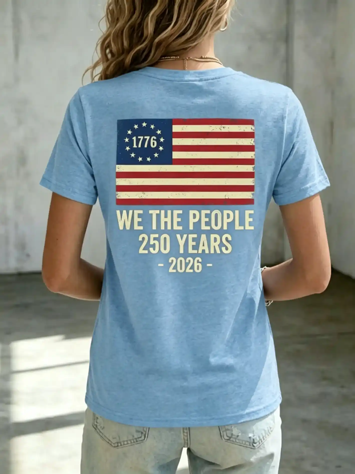 Women's 1776 Circle Stars Patriotic Vintage Short Sleeve T-Shirt