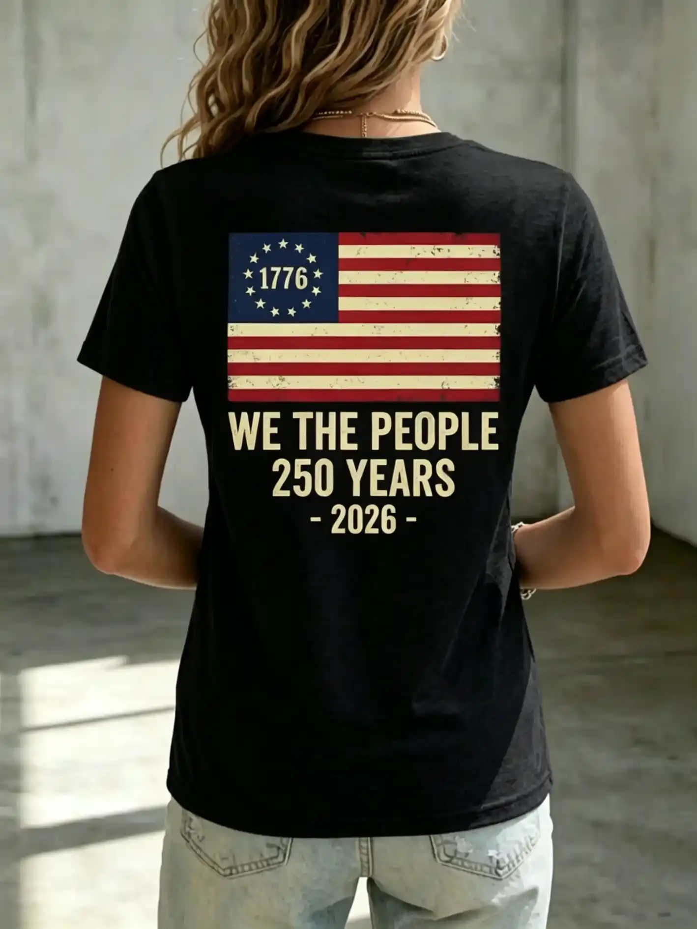 Women's 1776 Circle Stars Patriotic Vintage Short Sleeve T-Shirt
