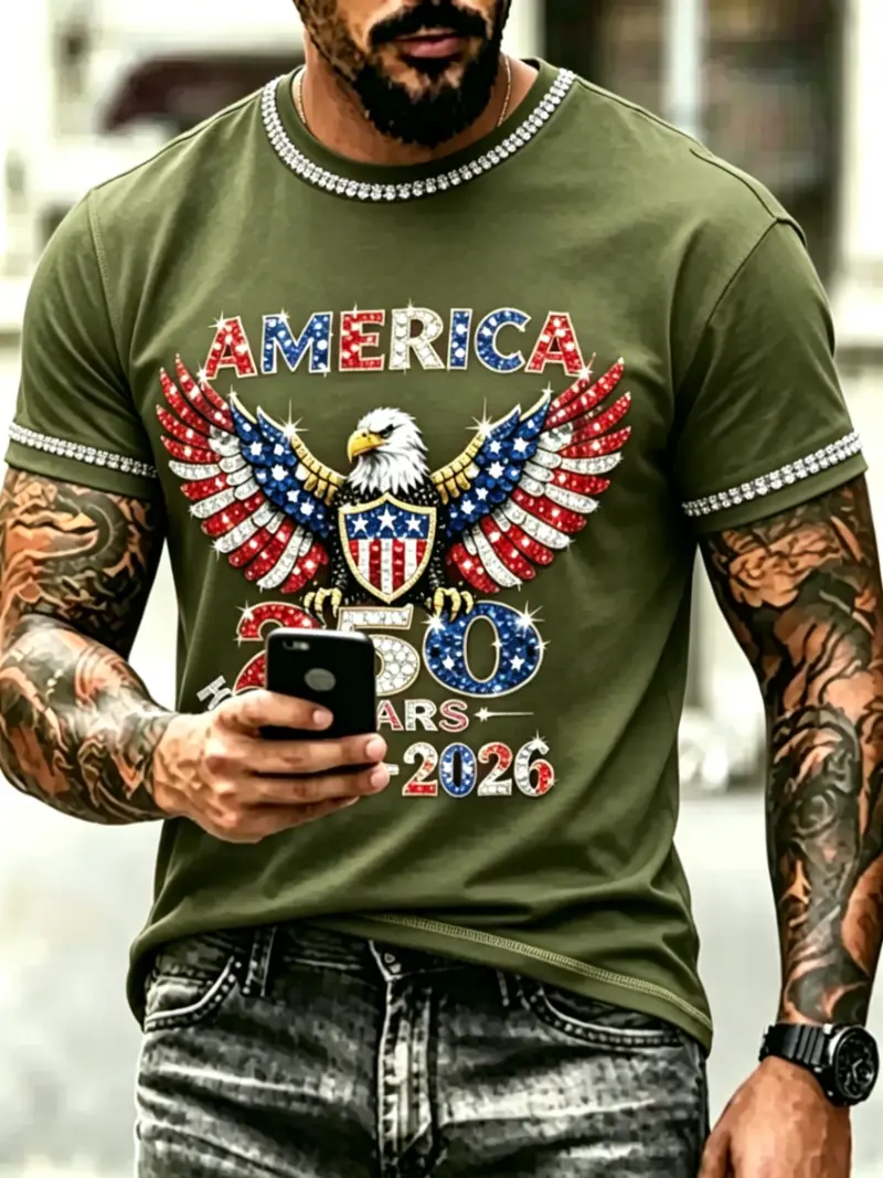 ✨ Men's Patriotic Rhinestone Eagle Tee | 250th Anniversary Edition