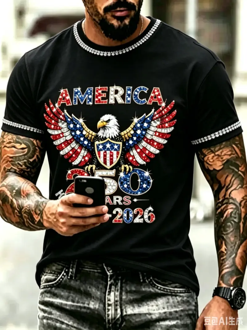 ✨ Men's Patriotic Rhinestone Eagle Tee | 250th Anniversary Edition