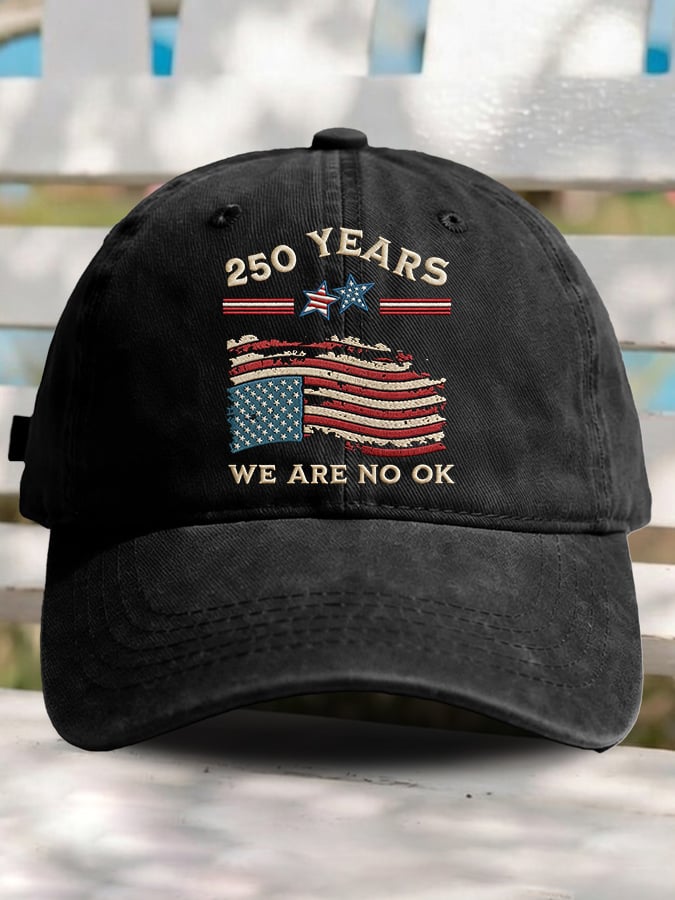 Retro USA 250th Anniversary We Are Not Ok Print Baseball Cap