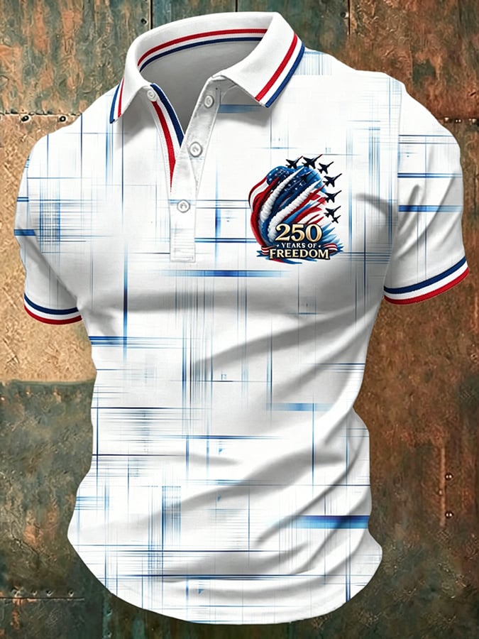 Men's America 250th Anniversary Print Casual Polo Shirt