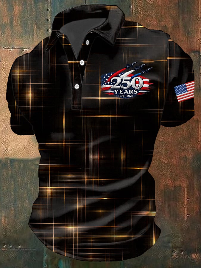 Men's America 250th Anniversary Print Casual Polo Shirt