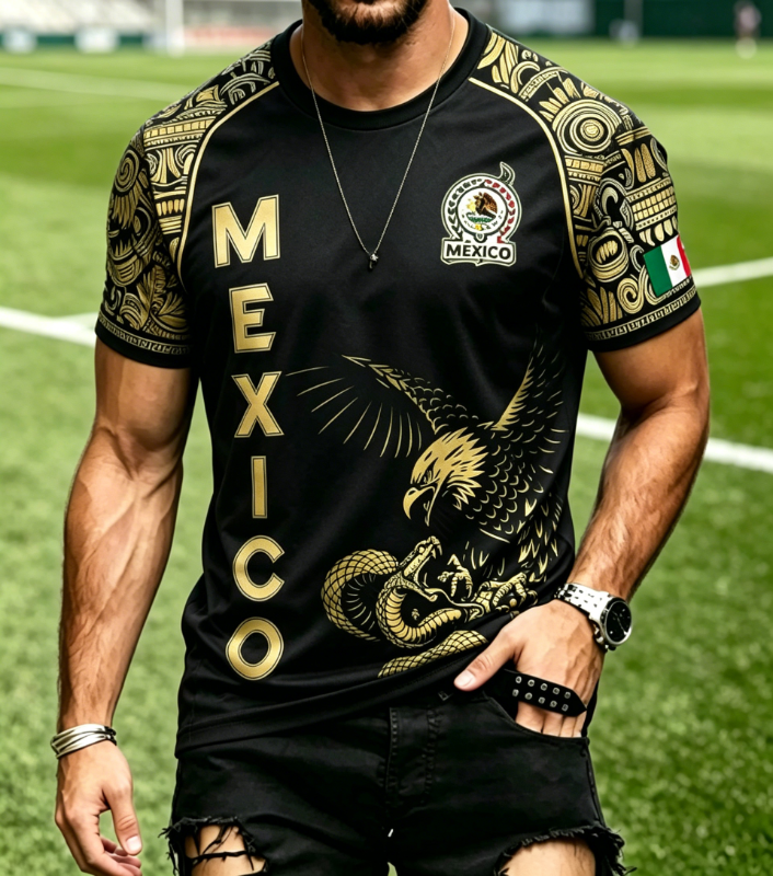 Men's Mexico Aztec Eagle Football Fan Short Sleeve T-Shirt