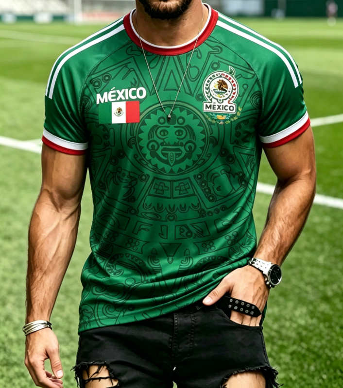 Men's Mexico Aztec Eagle Football Fan Short Sleeve T-Shirt
