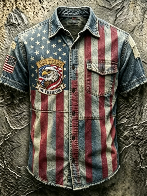 Men's Vintage Statue of Liberty Patriotic Golf Polo Shirt