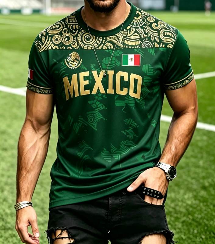 Men's Mexico Aztec Eagle Football Fan Short Sleeve T-Shirt