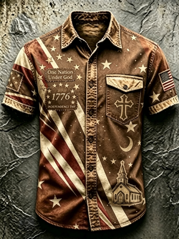Men's Vintage Statue of Liberty Patriotic Golf Polo Shirt
