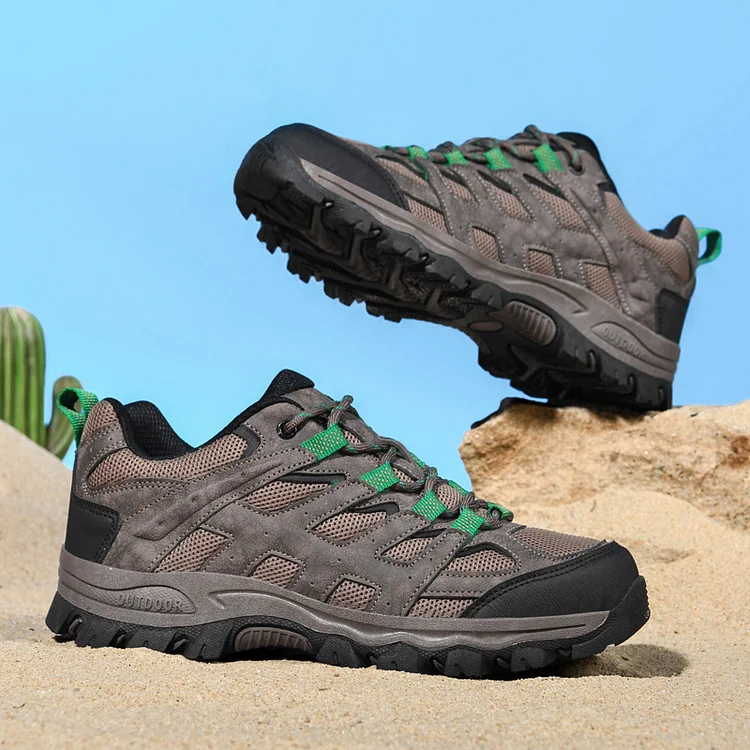 Men's Outdoor Hiking Shoes – Breathable Waterproof Low-Cut Walking Shoes with Non-Slip Traction, Abrasion-Proof Build & Orthopedic Wide Toe Arch Support