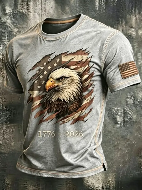 Men's Vintage Torn Eagle Graphic Short Sleeve T-Shirt | 250th Anniversary Edition
