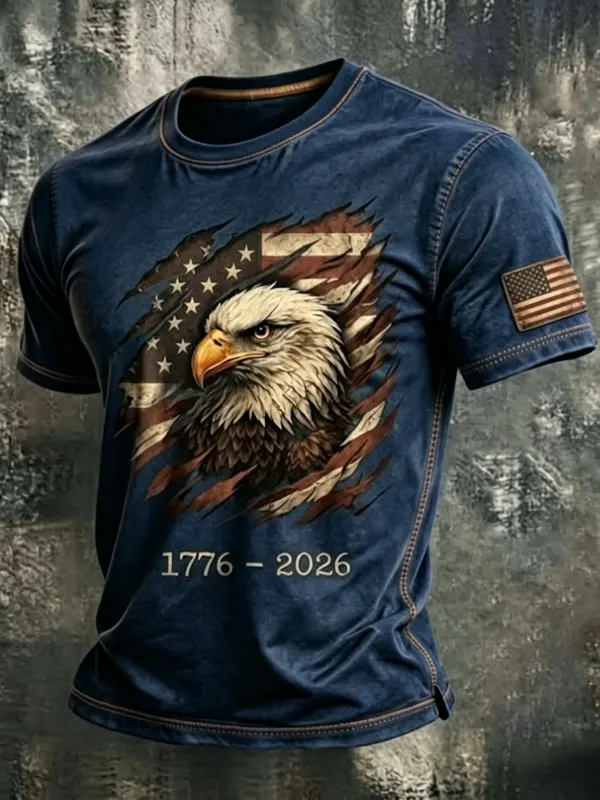 Men's Vintage Torn Eagle Graphic Short Sleeve T-Shirt | 250th Anniversary Edition