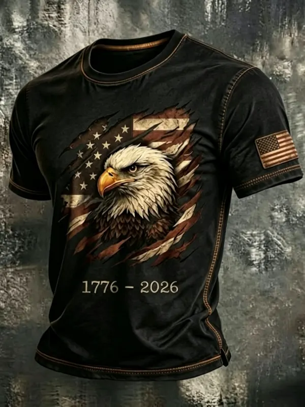 Men's Vintage Torn Eagle Graphic Short Sleeve T-Shirt | 250th Anniversary Edition