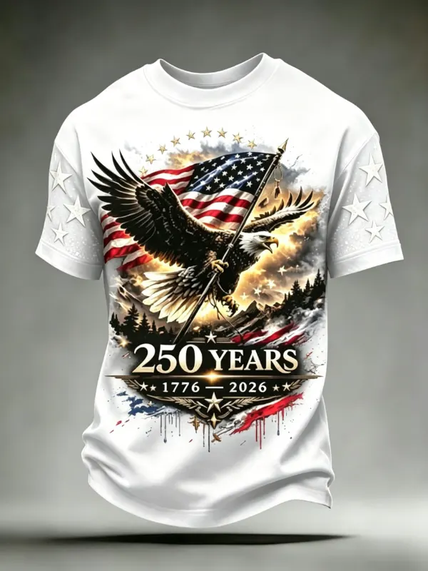 Men's Eagle Flag 250th Anniversary Graphic Short Sleeve T-Shirt