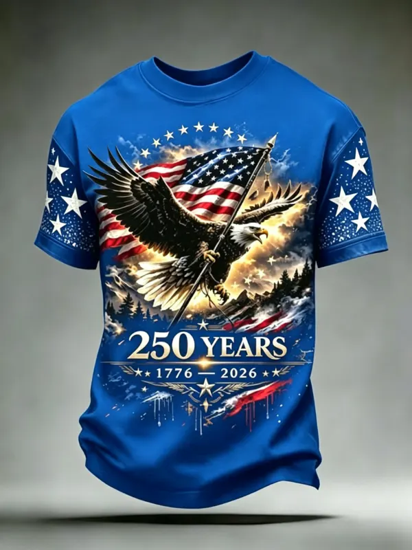 Men's Eagle Flag 250th Anniversary Graphic Short Sleeve T-Shirt