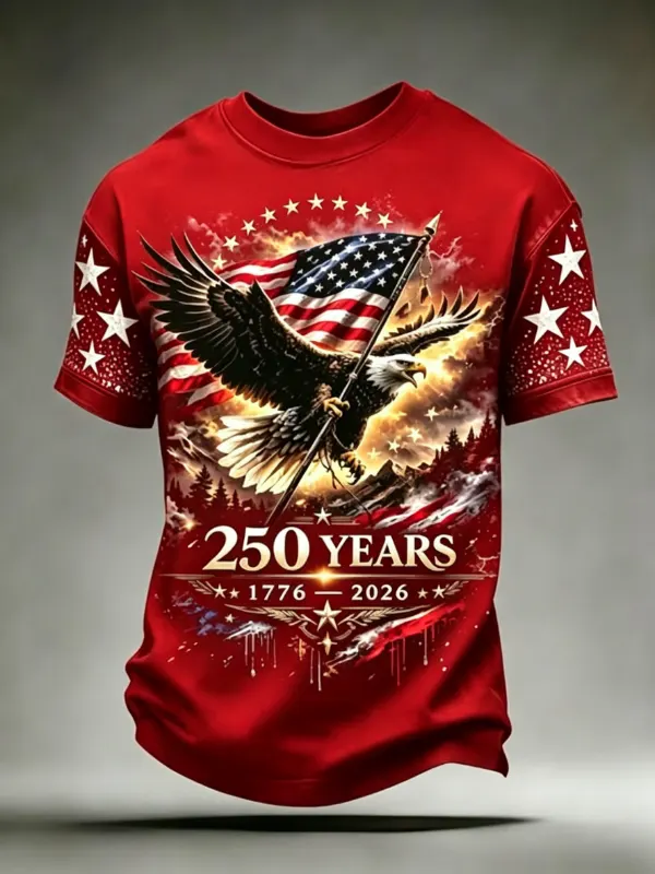 Men's Eagle Flag 250th Anniversary Graphic Short Sleeve T-Shirt