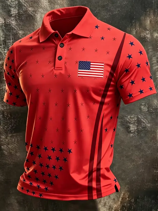 Men's Star Stripe Patriotic Performance Polo Shirt