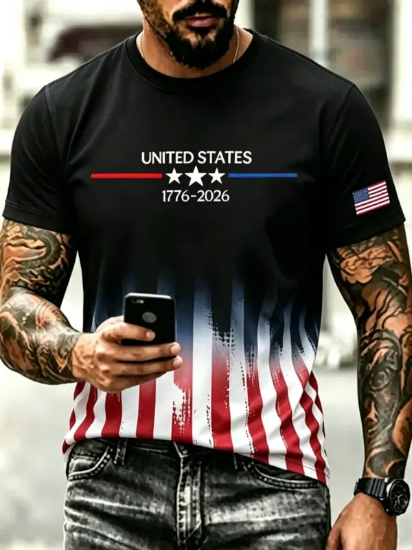 Men's Minimalist 250th Anniversary Patriotic Short Sleeve T-Shirt