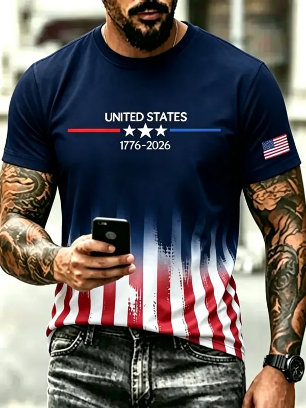 Men's Minimalist 250th Anniversary Patriotic Short Sleeve T-Shirt