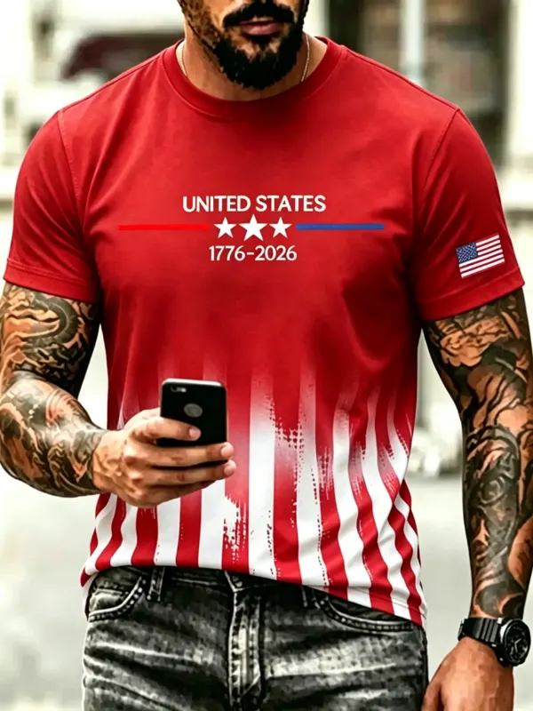 Men's Minimalist 250th Anniversary Patriotic Short Sleeve T-Shirt
