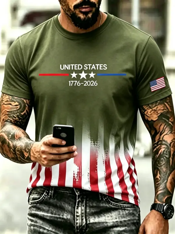 Men's Minimalist 250th Anniversary Patriotic Short Sleeve T-Shirt