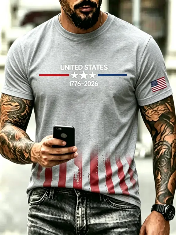 Men's Minimalist 250th Anniversary Patriotic Short Sleeve T-Shirt