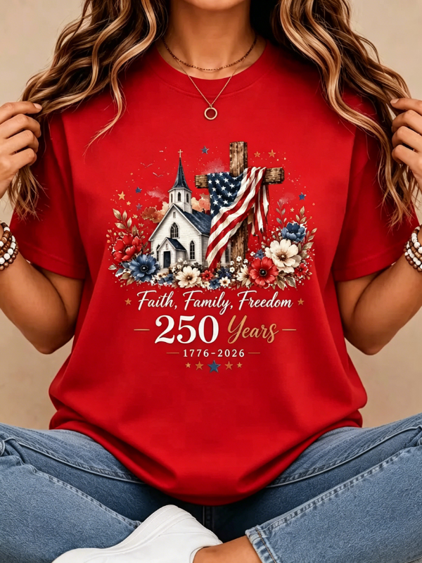 Women's USA 250th Anniversary Art Print Casual T-Shirt