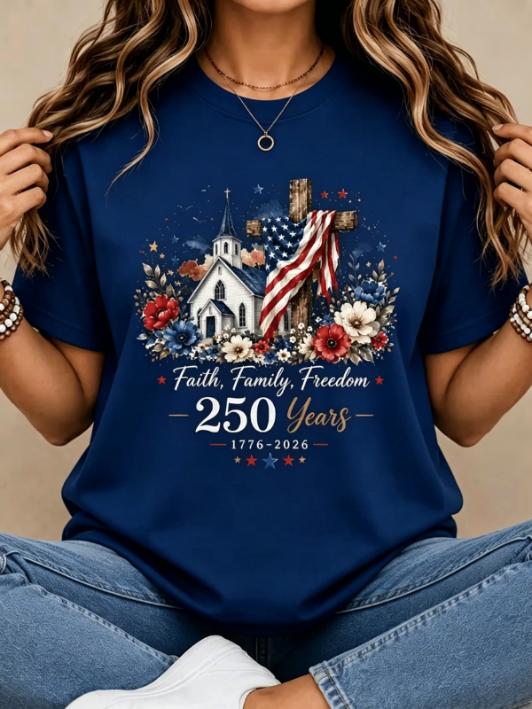 Women's USA 250th Anniversary Art Print Casual T-Shirt