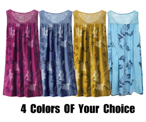 Women's Lace Panel Floral Print Sleeveless Resort Midi Dress
