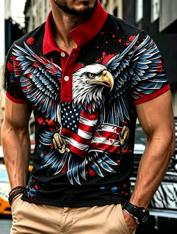 Men's Bald Eagle American Flag Quick Dry Performance Polo