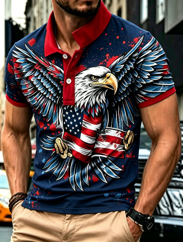 Men's Bald Eagle American Flag Quick Dry Performance Polo