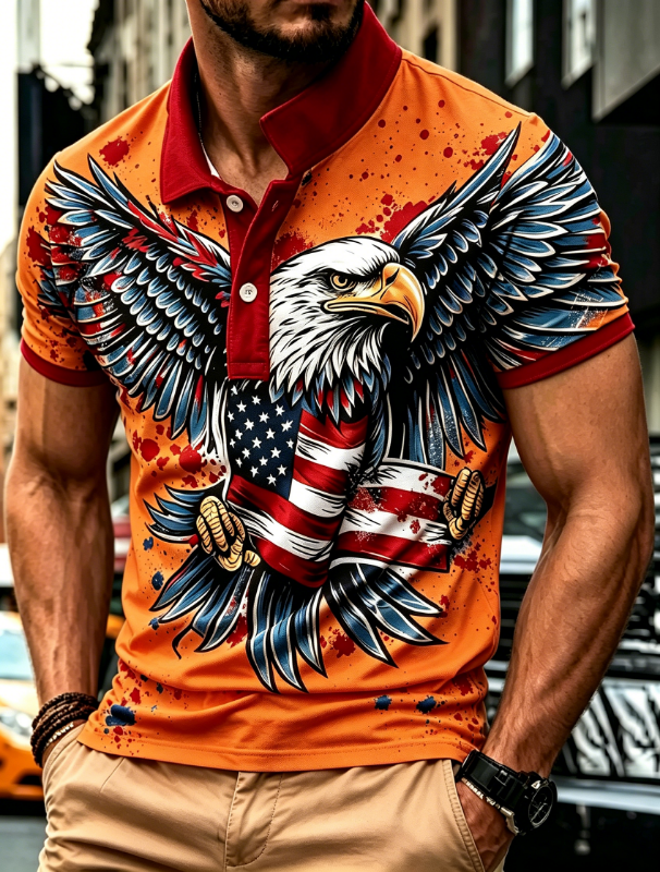 Men's Bald Eagle American Flag Quick Dry Performance Polo